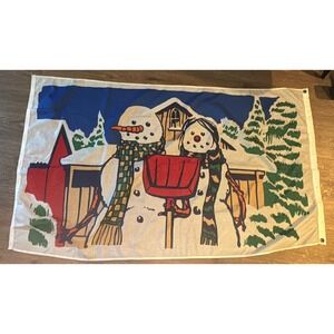 Snowman Winter Garden Flag Two Sided ~36x61" Annin&Co Nylon USA Made‎